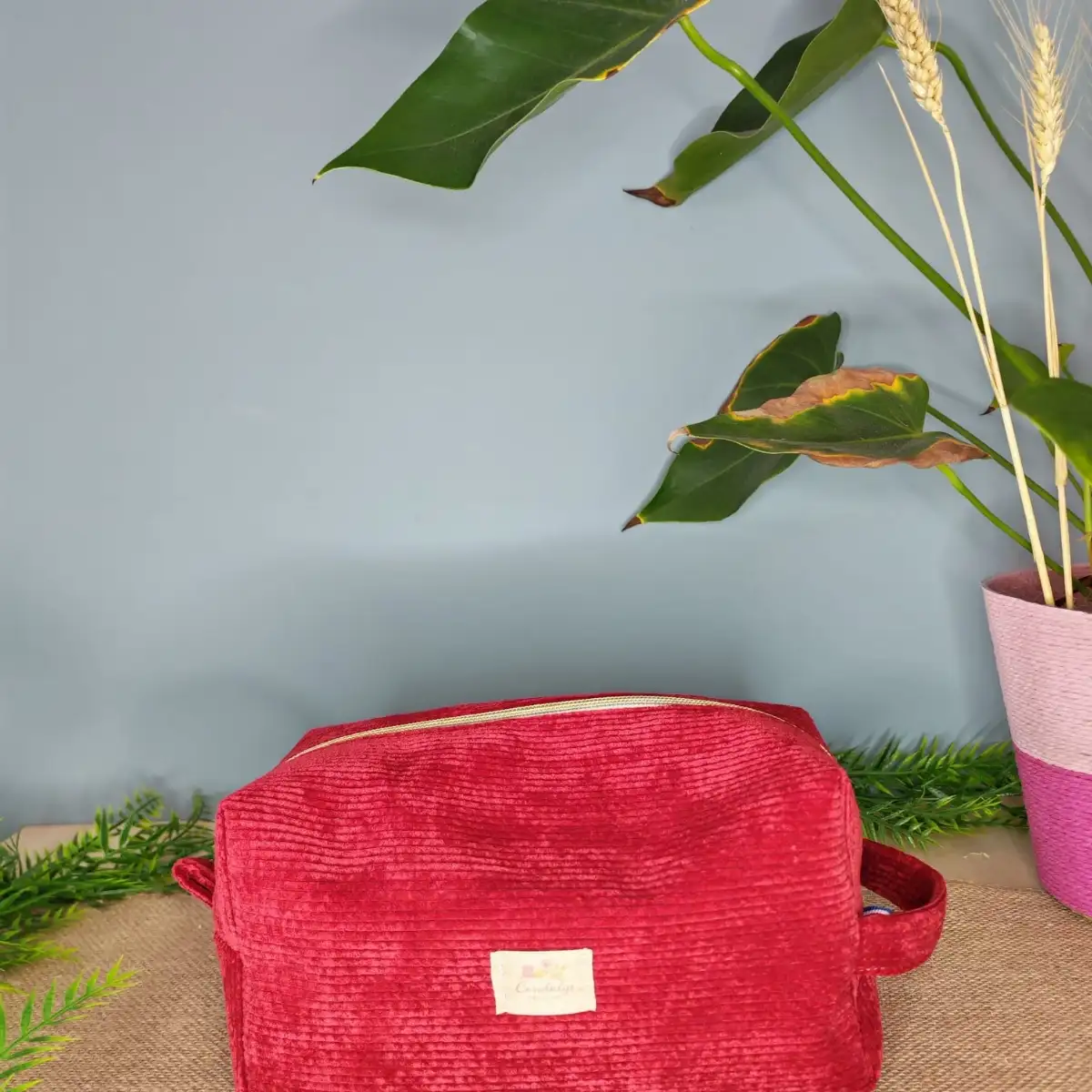 Trousse de toilette velours rouge
