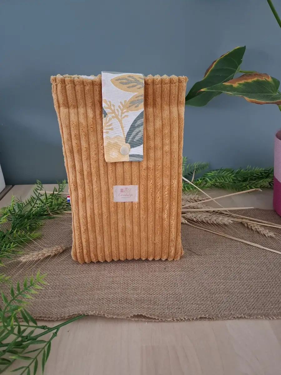 Pochette à livres en velours moutarde
